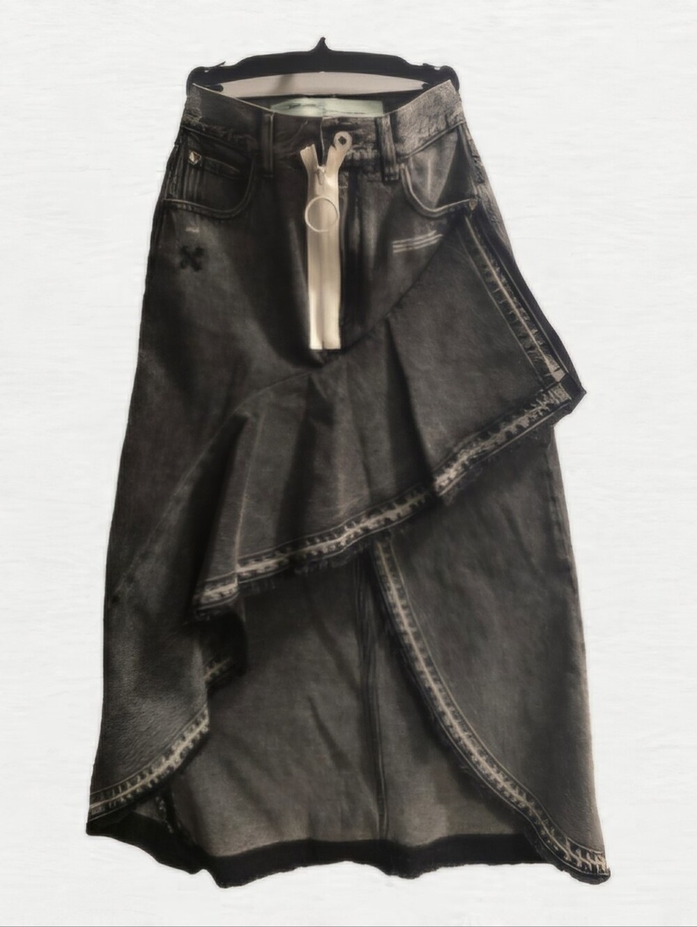 Offwhite Asymmetrical Denim Skirt